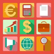 Set of 9 analysis marketing colorful square icons