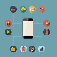 Flat Design Concept Mobile Phone Apps Vector Illustration N3