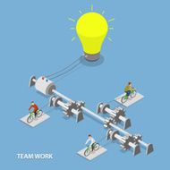 Team work flat isometric vector concept