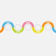 Timeline Infographic snail ribbon empty dash line circles Template Flat