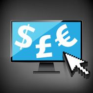 High-quality computer display monitor screen with the Euro Dol