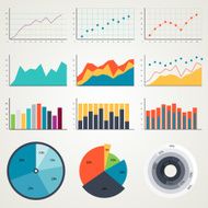 Set of elements for infographics charts graphs diagrams In color