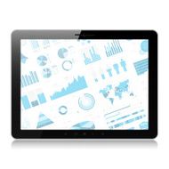 Tablet pc with infographic screen horizontal position