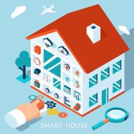 Vector 3d smart home concept House control button