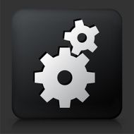 Black Square Button with Gears Icon N4