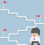 Businessman climbing on the stairway to target N2