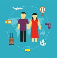 Icons set of traveling tourism and journey planning