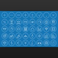 Vector set of icons thin line Business finance calculator Infographics