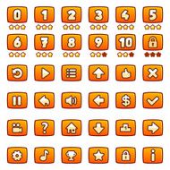 Orange game buttons set