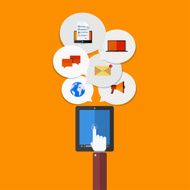 vector modern flat icons set mobile services N2