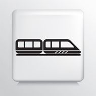 Square White Icon With Silhouette High Speed Train