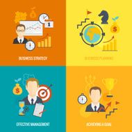 Business strategy planning icon flat N2