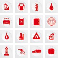 Fuel Oil Industry Round Icon Set red