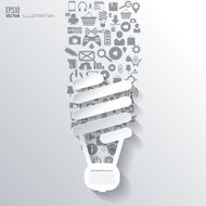 Eco bulb icon Flat abstract background with web icons Interface