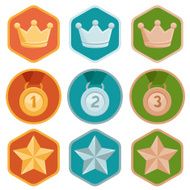 Vector achievement badges - gold silver bronze N2