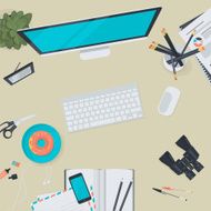 Set of flat design illustration concept for business workspace