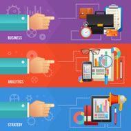 Set of flat design templates and concept banners for business