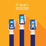 Hand holding smart phone Social network and communication N2