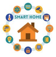 Smart home related infographic and icons flat style
