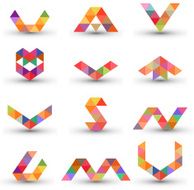 Set of abstract design elements letters