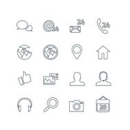 Outline icons of travel business web internet and social media