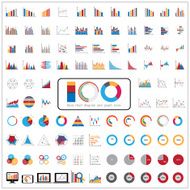 Graphic charts diagrams and business graphs icons set N2