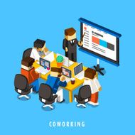 coworking concept 3d isometric infographic