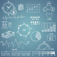 Business and finanse hand draw doodle elements graph chart timeline N3