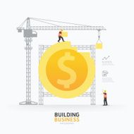 Infographic business dollar coin shape template design building N2
