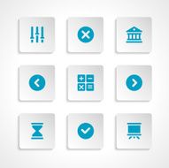 Modern vector icons set bend paper effect N18