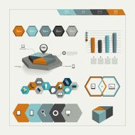 Set of hexagonal infographic elements