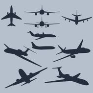 vector set of 10 plane silhouette