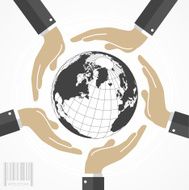 Business Hands Around the World Map Globe