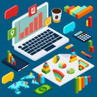Isometric data analysis infographic N2