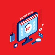 Flat 3d isometric design Shopping online Successful business e-commerce concept N8