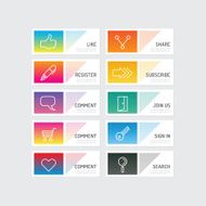 Modern banner button with social icon design options Vector N7
