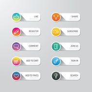 Modern banner button with social icon design options Vector N8