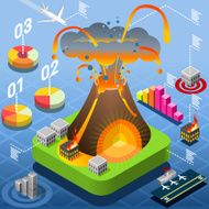 Isometric Volcano Eruption Infographic
