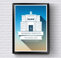 bank logo or label template background on white brick wall