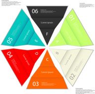 Six folded paper pieced on ligh background