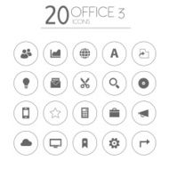 Simple thin office 3 icons collection on white background