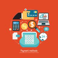 Ð¡oncept e-commerce with set payment methods icons