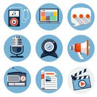 Flat gadgets media icons