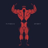 Sport fitness muscle bodybuilder man silhouette vector