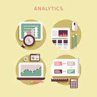 flat design icon set of analytics elements N3