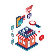 Flat 3d isometric design Mobile payment Online shopping e-commerce concept N10