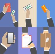 Set of business hands action concepts N5