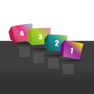 Colour speech cube diagram with text fields Infographic vector N2