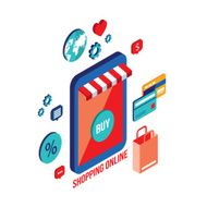 Flat 3d isometric design concept Shopping and e-commerce N10