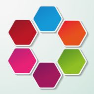 Four Colorful Paper Hexagons N2